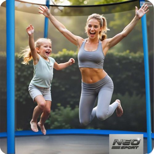 Kerti trambulin 10FT/312 cm belső védőhálóval és létrával Neo-Sport – kék