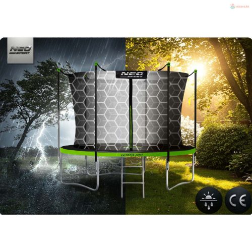 Kerti trambulin 10FT/312 cm belső védőhálóval és létrával Neo-Sport – rózsaszín