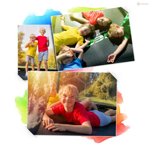 Kerti trambulin 12FT/374 cm belső védőhálóval és létrával Neo-Sport – kék