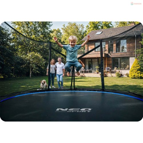 Kerti trambulin 12FT/374 cm külső védőhálóval és létrával Neo-Sport – rózsaszín