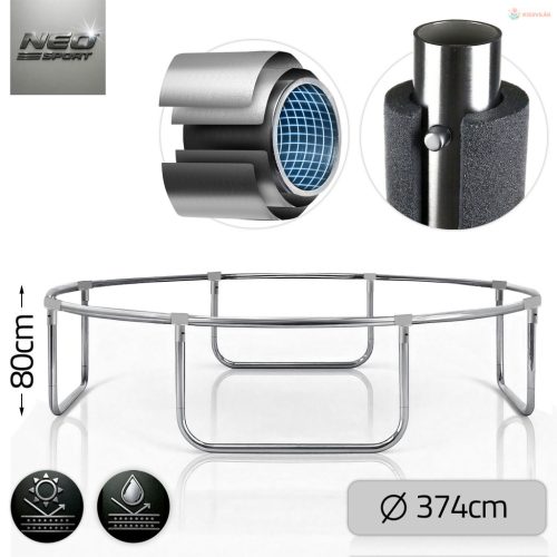 Kerti trambulin 12FT/374 cm külső védőhálóval és létrával Neo-Sport – zöld