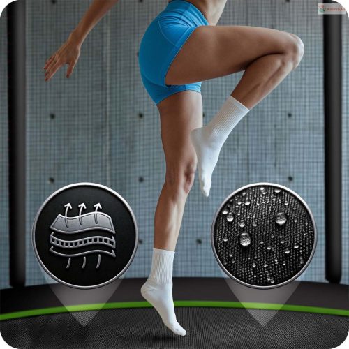 Kerti trambulin 12FT/374 cm külső védőhálóval és létrával Neo-Sport – zöld