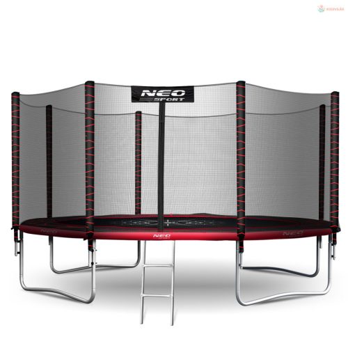 Kerti trambulin 12FT/374 cm külső védőhálóval és létrával Neo-Sport – kék