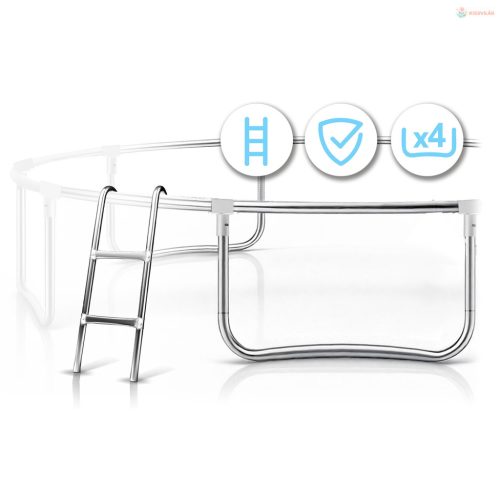 Kerti trambulin 13FT/404 cm külső védőhálóval és létrával Neo-Sport – kék