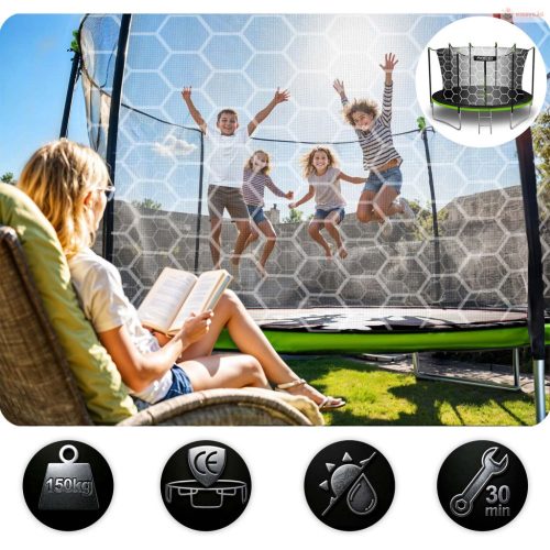 Kerti trambulin 14ft/435cm belső védőhálóval és létrával Neo-Sport