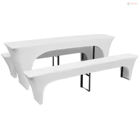   3 db nyújtható védőhuzat sör asztalnak és padnak 220x70x80cm fehér