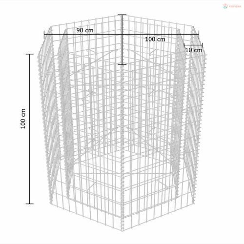 Hatszögletű gabion magaságyás 100 x 90 x 100 cm