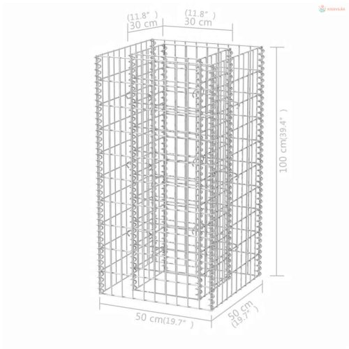 Acél gabion magaságyás 50 x 50 x 100 cm