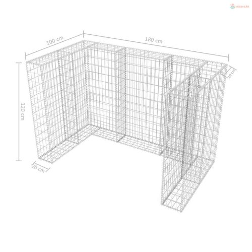 Acél gabion 2 db gurulós kukához 180 x 100 x 120 cm
