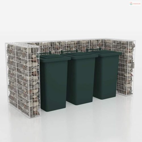 Acél gabion 3 db gurulós kukához 250 x 100 x 120 cm