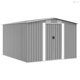 Szürke fém kerti fészer 257 x 298 x 178 cm