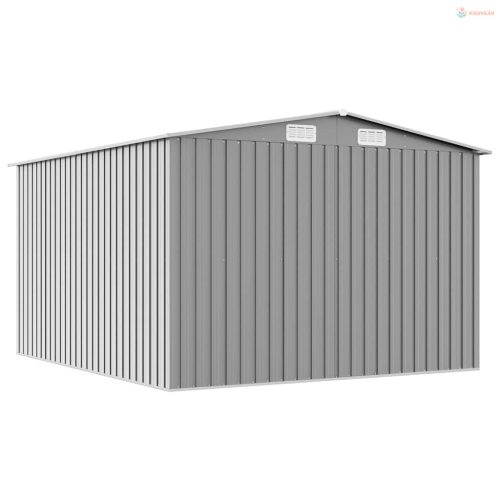 Szürke fém kerti fészer 257 x 298 x 178 cm