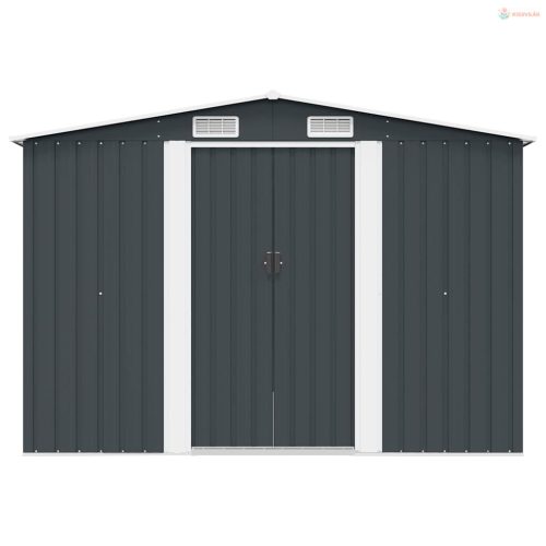 Antracitszürke fém kerti fészer 257 x 298 x 178 cm