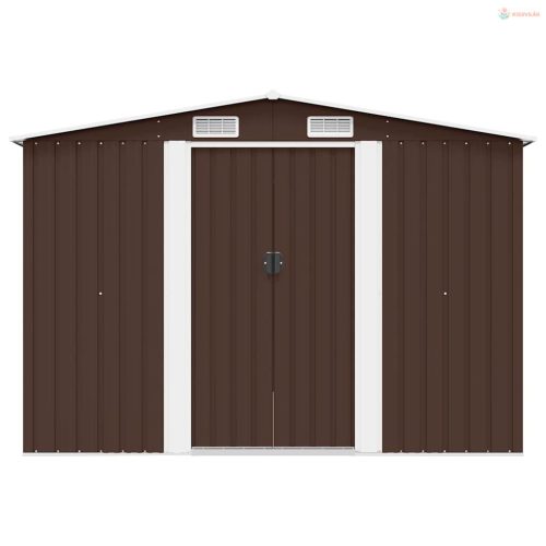 Barna fém kerti fészer 257 x 298 x 178 cm