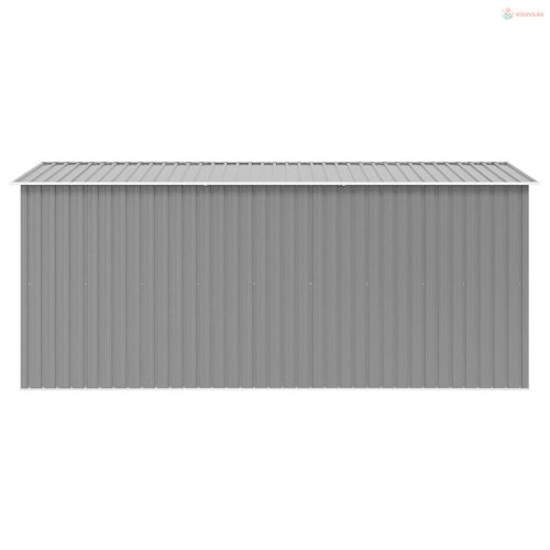 Szürke fém kerti fészer 257 x 392 x 181 cm