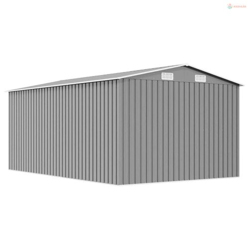 Szürke fém kerti fészer 257 x 392 x 181 cm