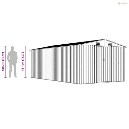 Zöld fém kerti fészer 257 x 489 x 181 cm