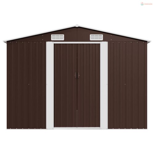 Barna fém kerti fészer 257 x 489 x 181 cm