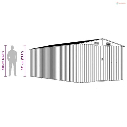 Barna fém kerti fészer 257 x 489 x 181 cm