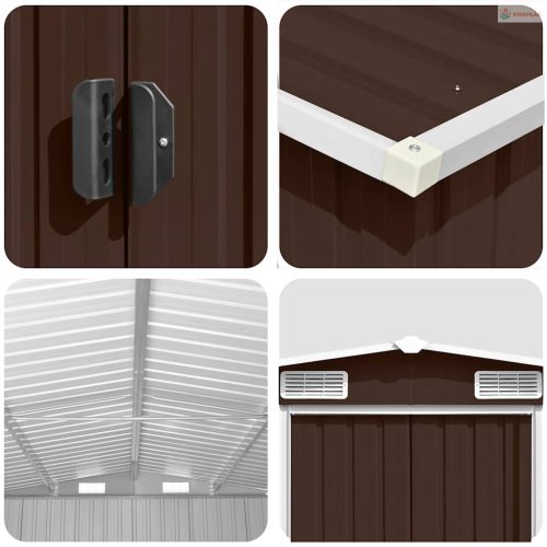 Barna fém kerti fészer 257 x 580 x 181 cm