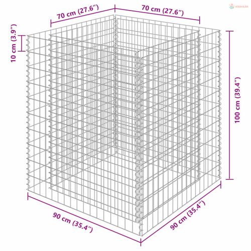 Horganyzott acél gabion magaságyás 90 x 90 x 100 cm