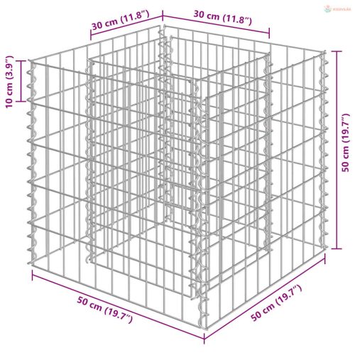 Horganyzott acél gabion magaságyás 50 x 50 x 50 cm