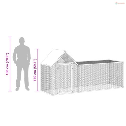 Horganyzott acél tyúkól 3 x 1 x 1,5 m