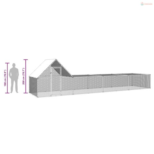 Horganyzott acél tyúkól 8 x 2 x 2 m
