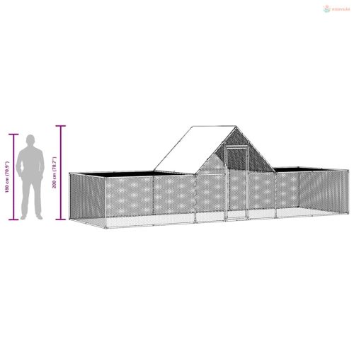 Horganyzott acél tyúkól 6 x 2 x 2 m