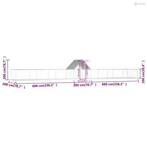 Horganyzott acél tyúkól 14 x 2 x 2 m