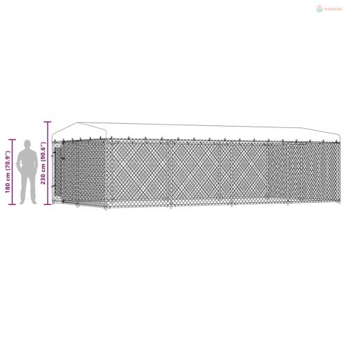 Kültéri kutyakennel tetővel 7,6 x 3,8 x 2,3 m