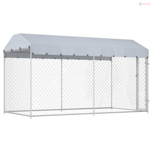 Kültéri kutyakennel ponyvatetővel 382 x 192 x 225 cm