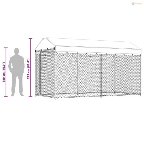 Kültéri kutyakennel ponyvatetővel 382 x 192 x 225 cm