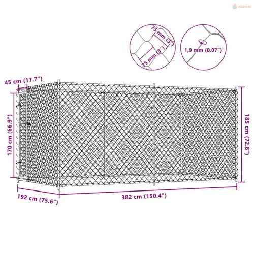 Kültéri kutyakennel 382 x 192 x 185 cm