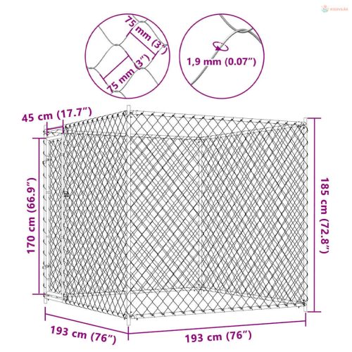Kültéri kutyakennel 193 x 193 x 185 cm