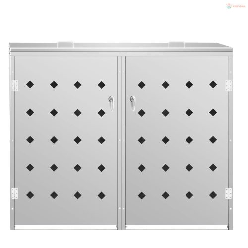 Rozsdamentes acél tároló két gurítható szemeteskukához 240 L