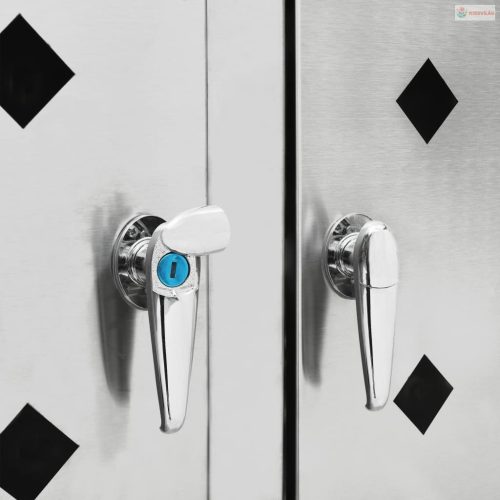 Rozsdamentes acél tároló három gurulós szemeteskukához 240 L