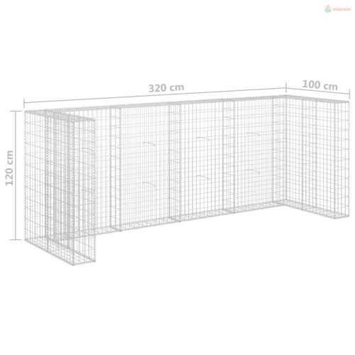 Horganyzott acél gabionfal szemeteskukákhoz 320 x 100 x 120 cm