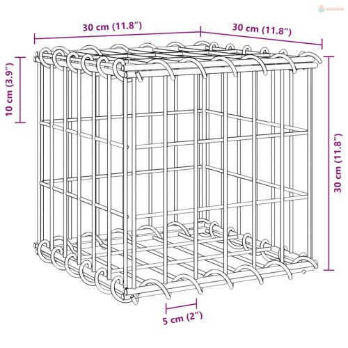 Kocka alakú acélhuzal gabion magaságyás 30 x 30 x 30 cm
