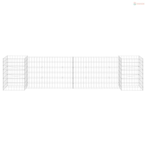 H alakú acéldrót virágtartó gabion 260 x 40 x 60 cm