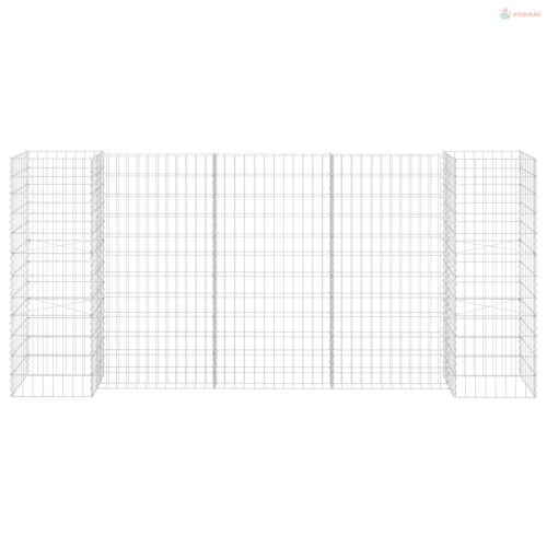 H alakú acéldrót virágtartó gabion 260 x 40 x 120 cm