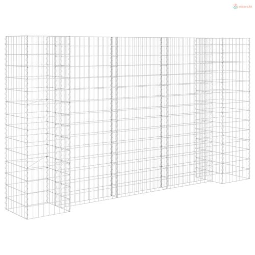 H alakú acéldrót virágtartó gabion 260 x 40 x 150 cm