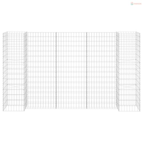 H alakú acéldrót virágtartó gabion 260 x 40 x 150 cm