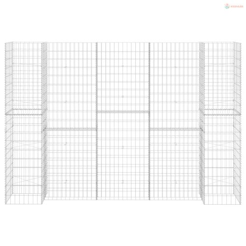 H alakú acéldrót virágtartó gabion 260 x 40 x 180 cm