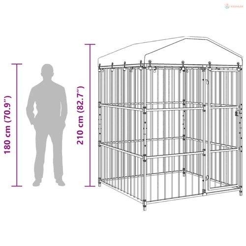 Kültéri kutyakennel tetővel 150 x 150 x 210 cm