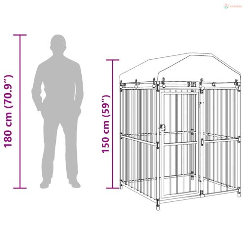 Kültéri kutyakennel tetővel 120 x 120 x 150 cm