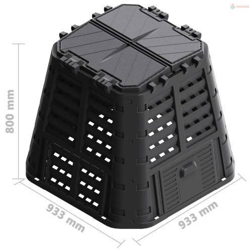 Fekete kerti komposztáló 93,3 x 93,3 x 80 cm 480 l