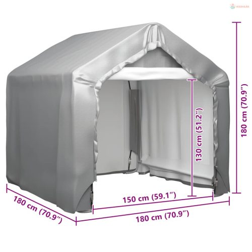 Szürke galvanizált acél tárolósátor 180 x 180 cm