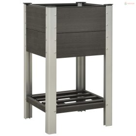 Szürke WPC kerti magaságyás polccal 50 x 50 x 90 cm