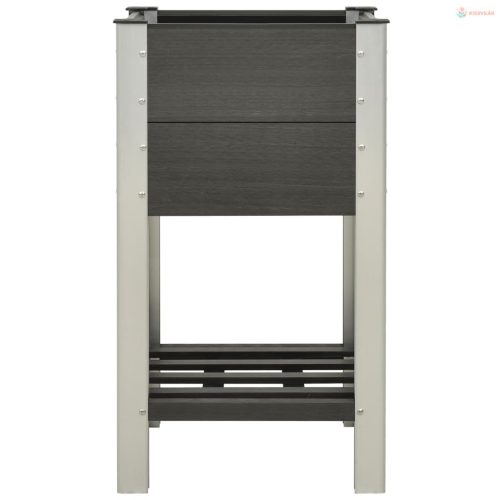 Szürke WPC kerti magaságyás polccal 50 x 50 x 90 cm